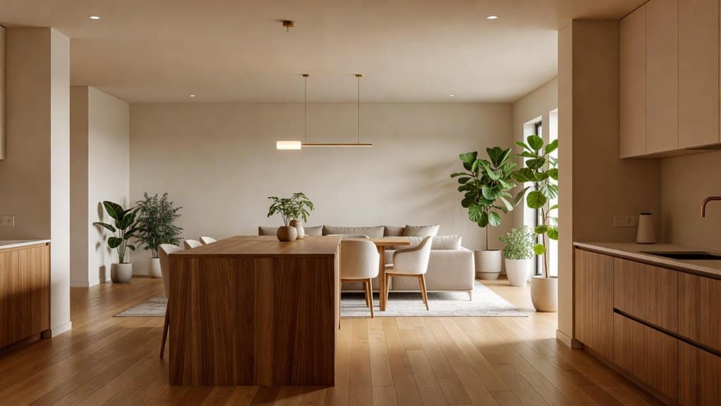 define open-plan  zones with furniture